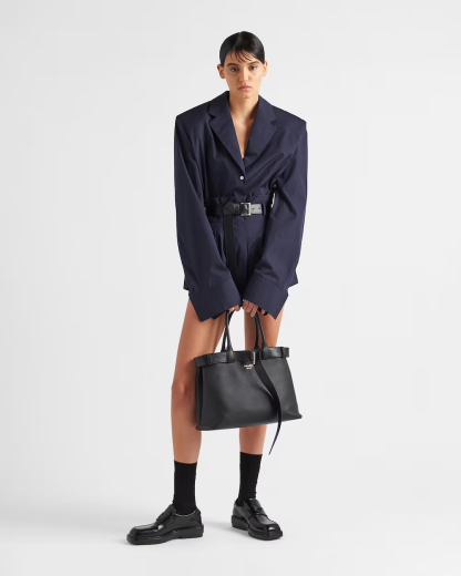 Prada Buckle large leather handbag with belt